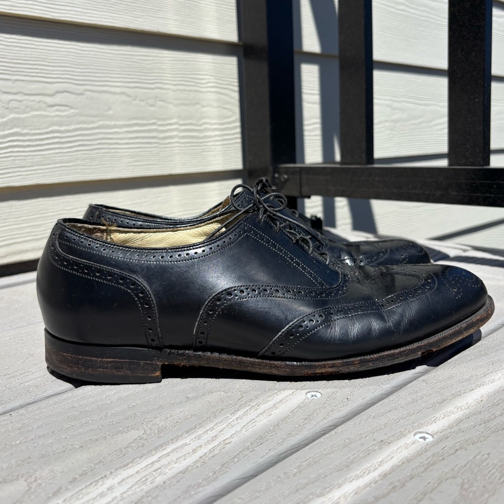 Vintage Florsheim Imperial Wingtip Shoes Comfortech Black 92343 Mens 9.5 D